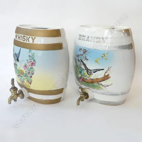 2 VICTORIAN CERAMIC BARRELS, WHISKY & BRANDY H.325mm