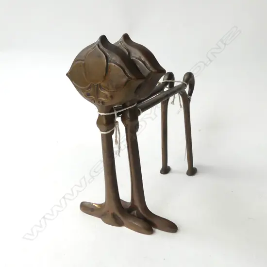 PR ARTS & CRAFTS BRASS FIRE DOGS H.220mm