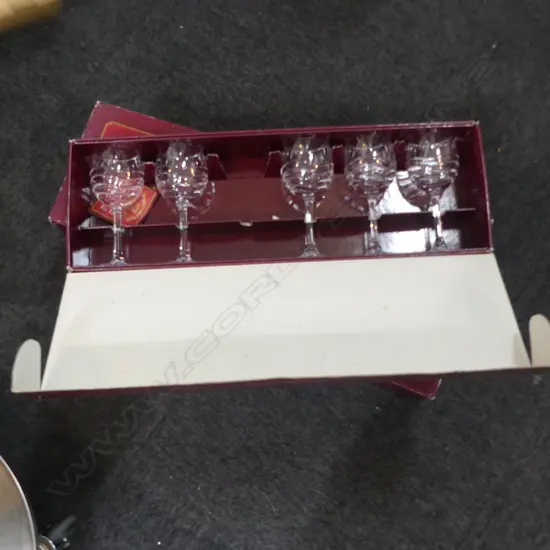 17 ROYAL CRYSTAL ROCK WINE GLASSES IN 3 BOXES (9x 165mm, 8x 180mm) some cloudy