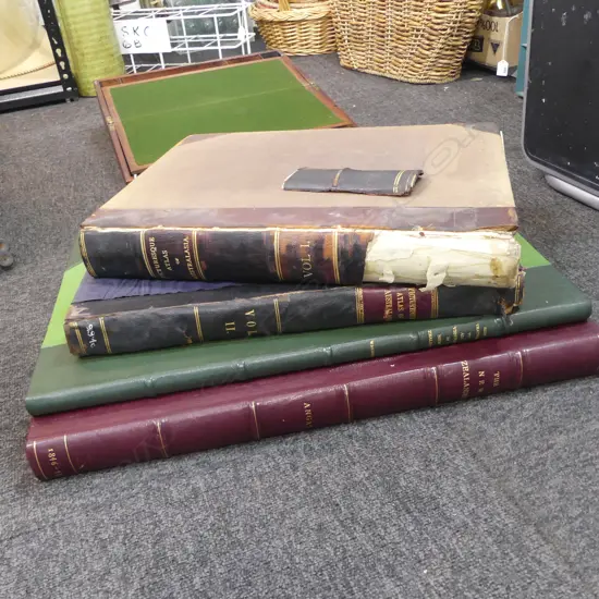 4 LG BOOKS; ANGAS 'THE NZders' & WAKEFIELD 'ILLUSTRATIONS TO ADVENTURES IN NZ' 555x380mm, PICTURESQUE ATLAS AUSTRAL I&II