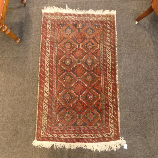 SMALL HAND KNOTTED WOOL PILE RUG 1100x680mm
