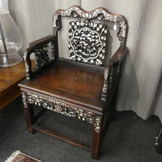 ORIENTAL MoP INLAID HARD WOOD ARMCHAIR 650x515x1000mm