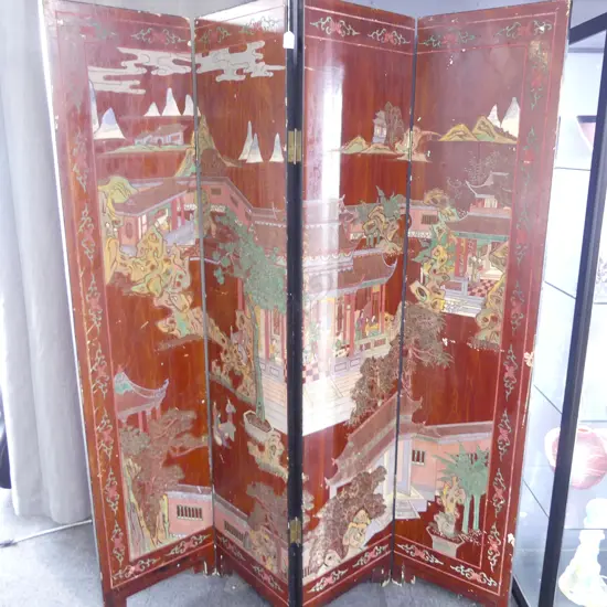ORIENTAL 4 PANEL SCREEN - EACH PANEL 1825x400mm...