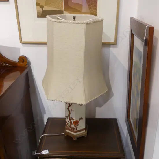 OCTAGONAL ORIENTAL CERAMIC TABLE LAMP H.700mm
