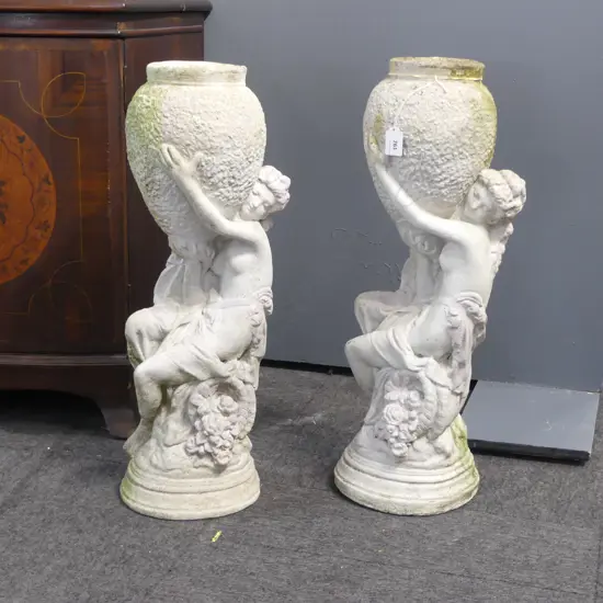 PAIR OF WATER CARRIER GARDEN STATUES H590MM