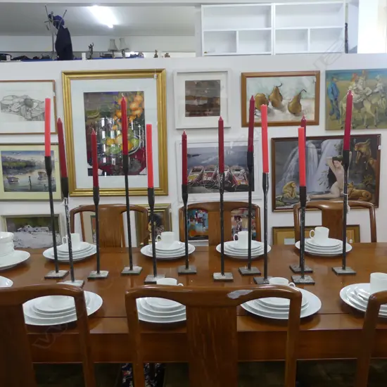 12 RUSTIC CANDLE HOLDERS VARYING HEIGHTS TALLEST 500MM