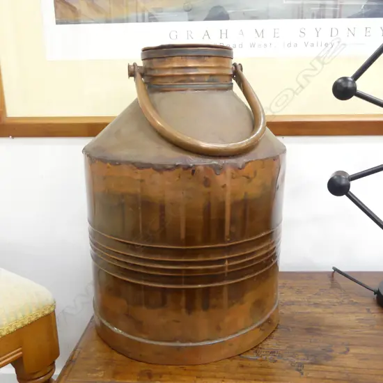 LARGE COPPER SCREW-LIDDED PAIL, H. 410mm, Dia 260 