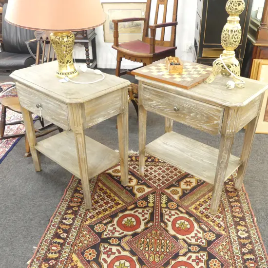 PR FRENCH STYLE LIMED OAK BEDSIDE TABLES 700x400x760mm
