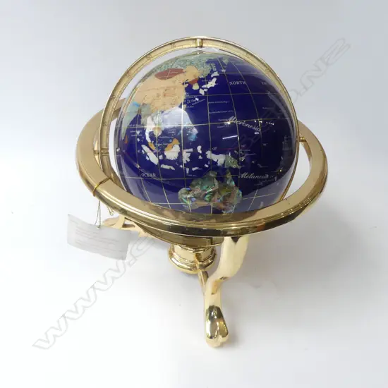 GEMSTONE GLOBE w. COMPASS IN STAND H.340mm