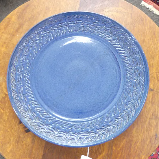 LG STUDIO POTTERY BLUE GLAZED PLATTER 395mm dia
