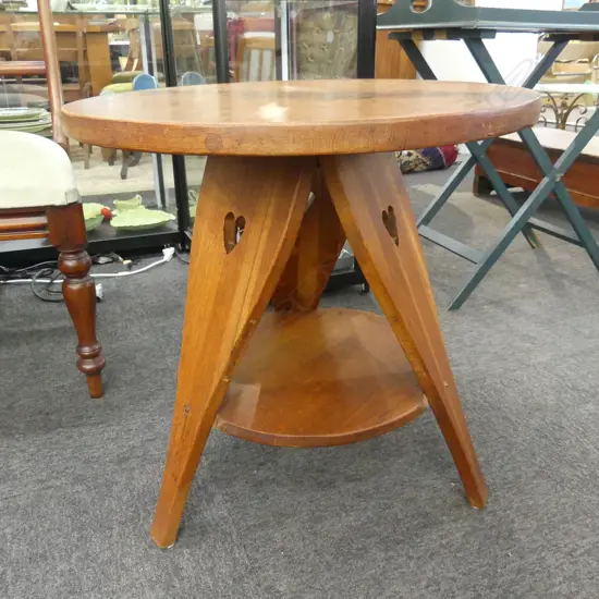 SOLID OAK ART & CRAFTS OCCASIONAL COFFEE TABLE, DIA.610mm