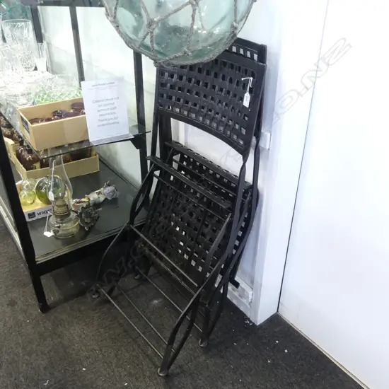 TWO OUTDOOR METAL FOLDING CHAIRS