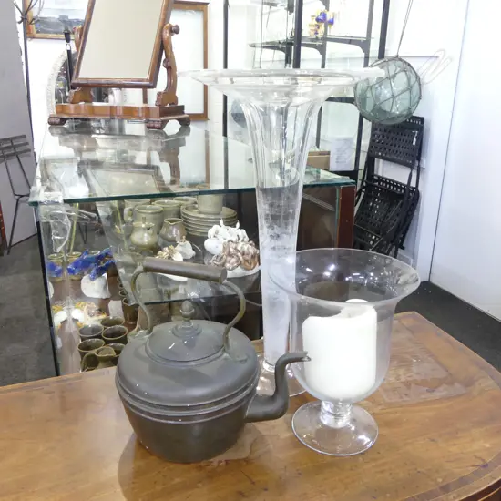 LG GLASS VASE H.480mm, CANDLE VASE, COPPER KETTLE