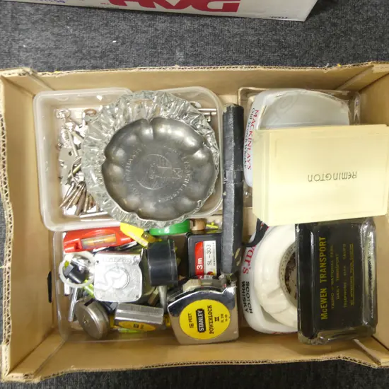 VINTAGE KEYS, TAPE MEASURES, LEVELS, ASH TRAYS