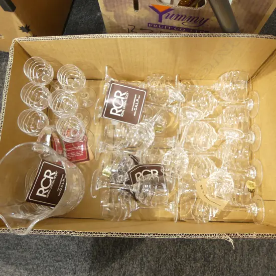 ASST. ROYAL CRYSTAL ROCK 'MARINA' PAT. DRINKING GLASSES & JUG