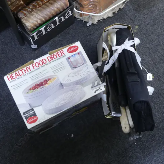 ASST. BBQ TOOLS + FOOD DRYER, BOXED