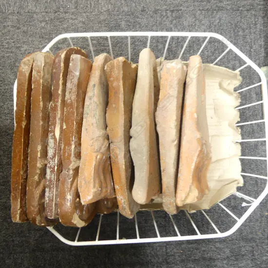 9 ANTIQUE POTTERY GARDEN EDGING TILES