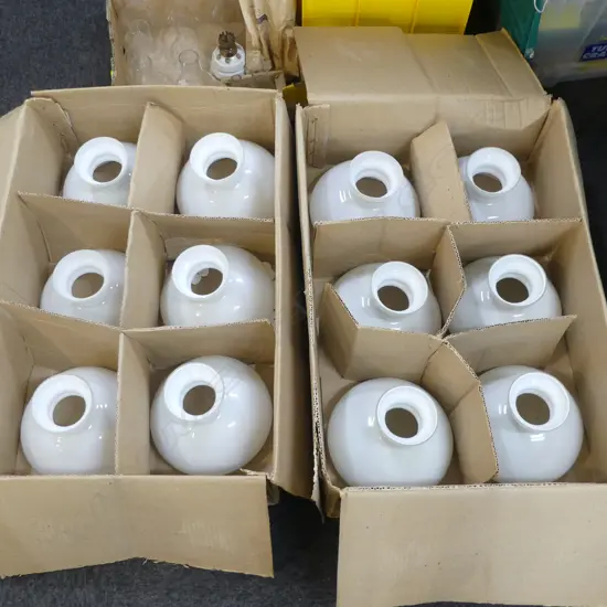 2 BOXES OF 6 WHITE LAMP SHADES