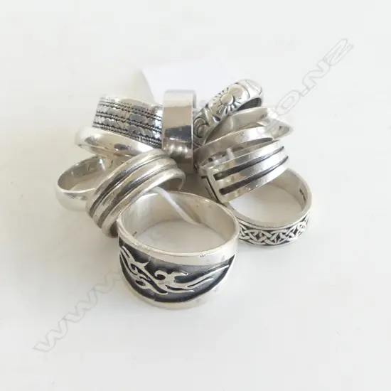 12 SILVER RINGS 58gms