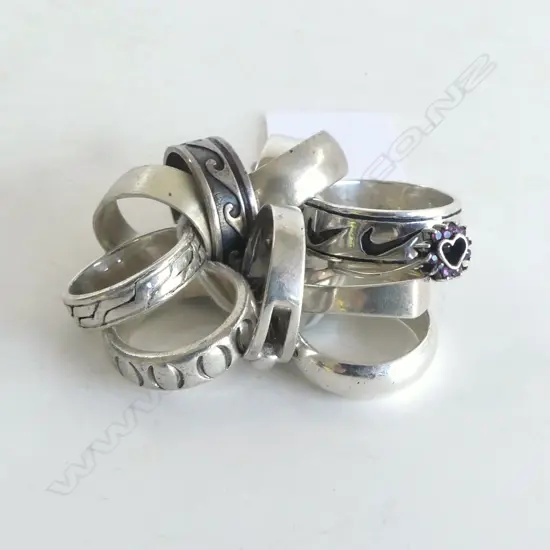12 SILVER RINGS 60gms