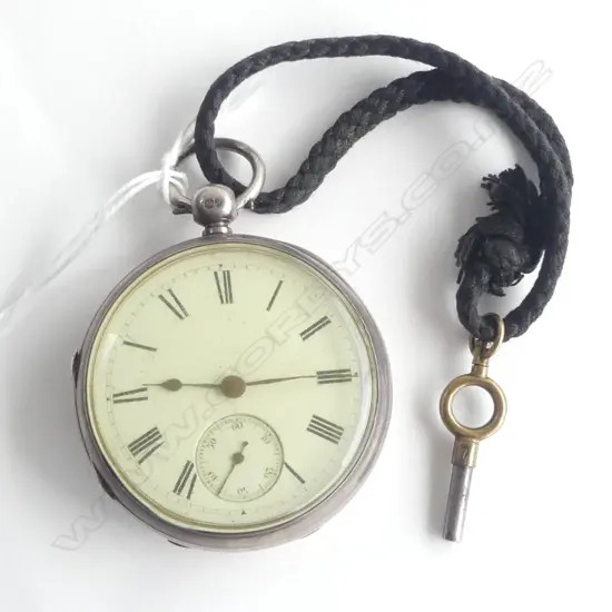 19thC SILVER FUSEE GENTS OPEN FACE POCKET WATCH running London 1880 w key apparently running 