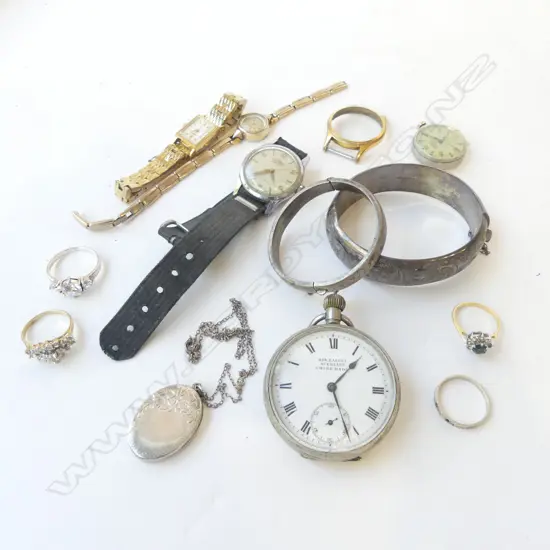BAG of JEWELLERY:  + STG BANGLE + WATCHES + RINGS ETC