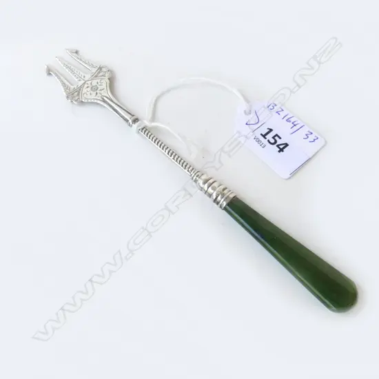 GREENSTONE & NZ SILVER PICKLE FORK, L.160mm, 17gm
