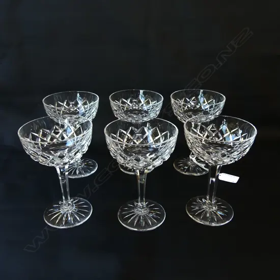 SIX CRYSTAL CHAMPAGNE GLASSES, H.140mm