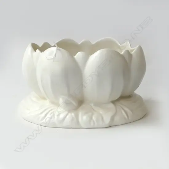 WHITE CLARICE CLIFF TULIP VASE, DIA.200mm