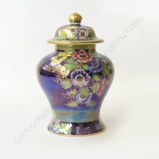MALING CHINA PURPLE LUSTRE LIDDED JAR, H.200mm