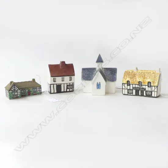 FOUR MODEL COTTAGES, 90mm TALLEST