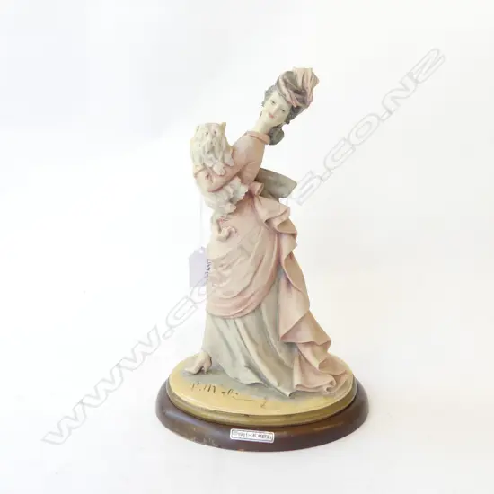 CAPODIMONTE FIGURINE, LADY WITH PUPPY, BY B MERLI, H.300mm