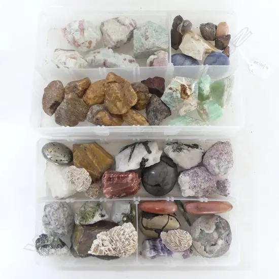 2 BOXES ASST. GEM STONES; LABRADORITE ETC