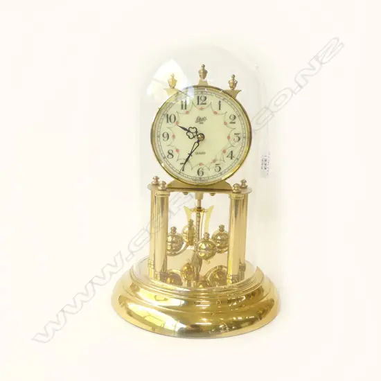 SHATZ GLASS DOME MANTEL CLOCK, H.300mm