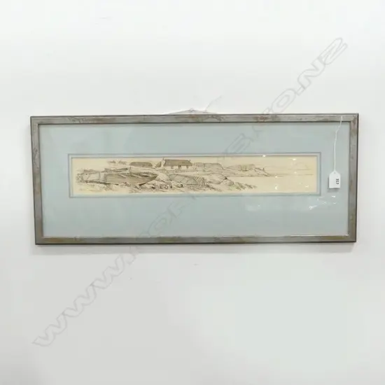 BILL LAWRENCE 'A NORTH SKYE SCENE' INK & COLOUR PENCIL 1999, 80x525mm