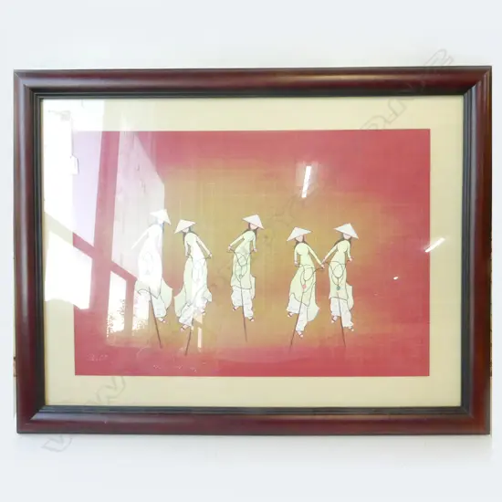 P LIN STILT WALKING LARGE CHINESE OIL, 700 X 920mm