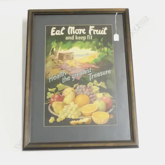 FRAMED VINTAGE POSTER 'EAT MORE FRUIT' 495x325mm