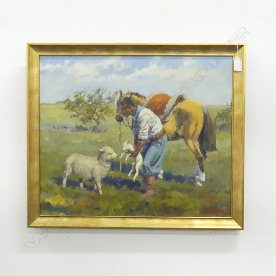 FEDERICO REILLY (Uruguayan, 1922 - 2013), GAUCHO w. SHEEP, OIL ON CANVAS '77 450x540mm