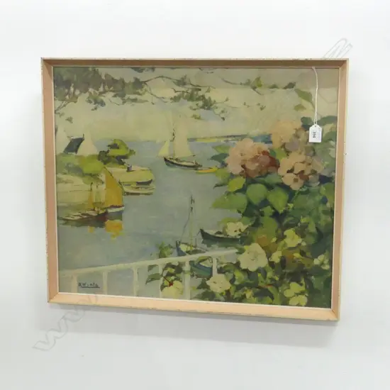 RAYMOND WINTZ PRINT, HARBOUR SCENE 495x600mm