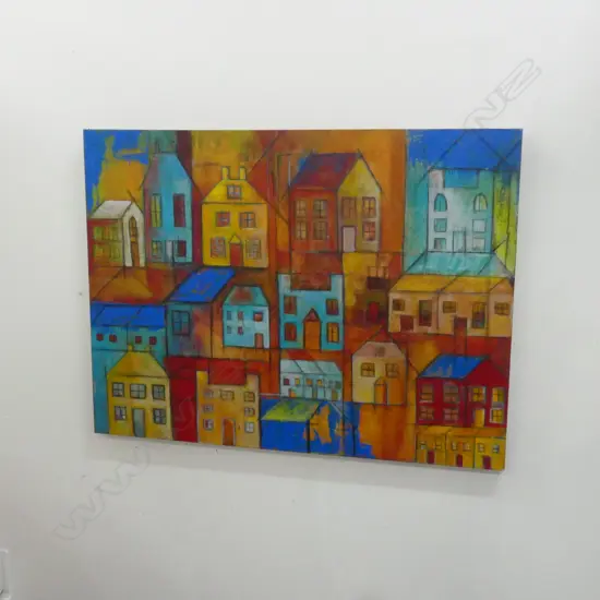 JULIE WHYMAN 'THE NEIGHBOURHOOD' ACRYLIC ON CANVAS, 2014 760x1020mm