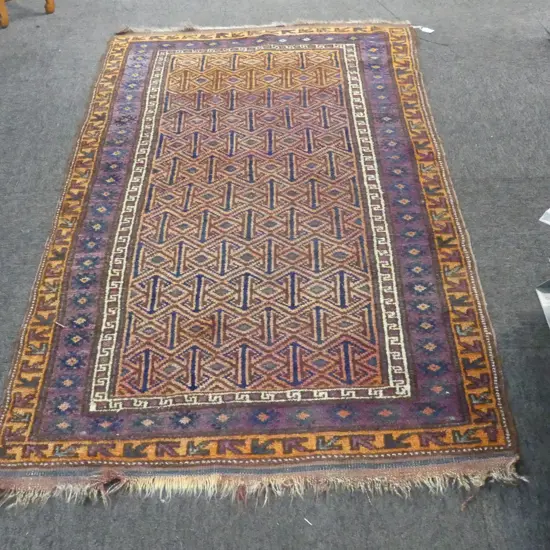 HAND KNOTTED ALL WOOL RUG 1550x930mm