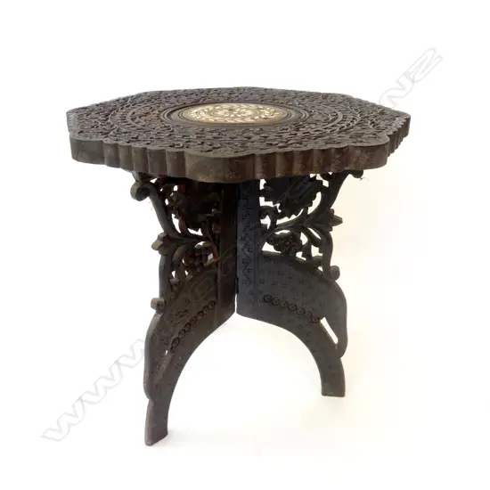 VINTAGE CARVED HARDWOOD INDIAN PLANT STAND, L.310mm