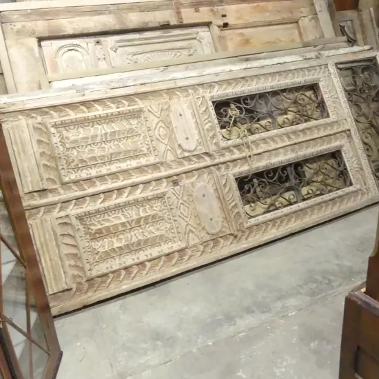 PR LGE EUROPEAN RUSTIC COUNTRY HOUSE DOORS w. WROUGHT IRON INSERTS 3000x1200mm