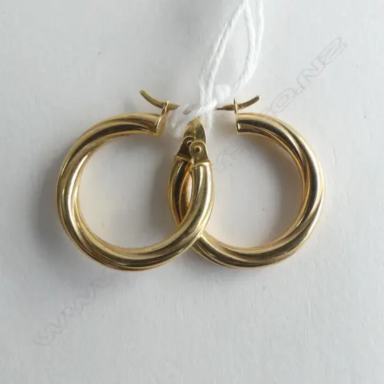 PR 9ct YELLOW GOLD TWIST HOOP EARRINGS 1.22gms