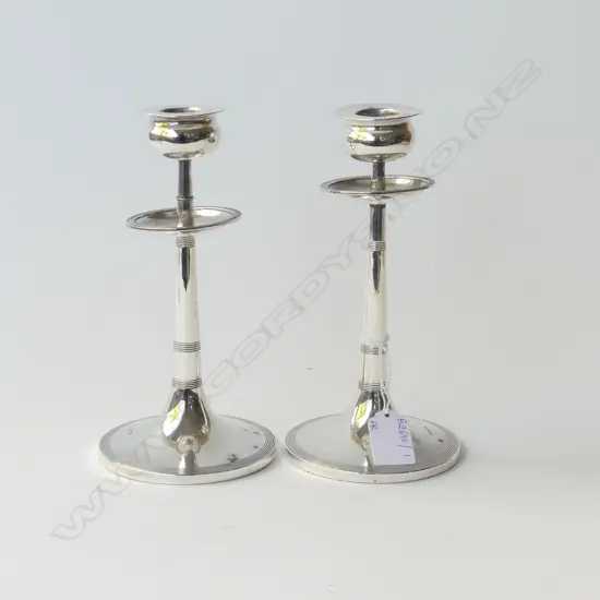 PR STG SILVER CANDLESTICKS, SHEFFIELD 1908 H.195mm