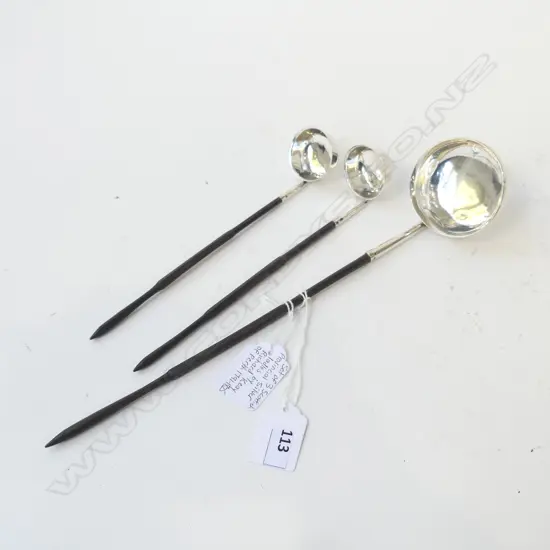 3 STG SILVER TODDY LADLES BY RICHARD KEAY, PERTH 1791-1825