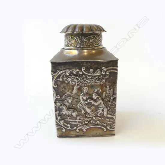 STG SILVER TEA CADDY, LONDON 1901 H.95mm 98gms