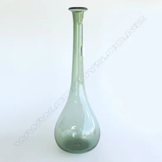 V TALL VINTAGE SCANDINAVIAN SMOKEY GREEN BOTTLE VASE, H.510mm