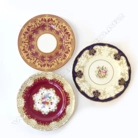 3 CABINET PLATES; 2 ROYAL WORCESTER + ANOTHER 