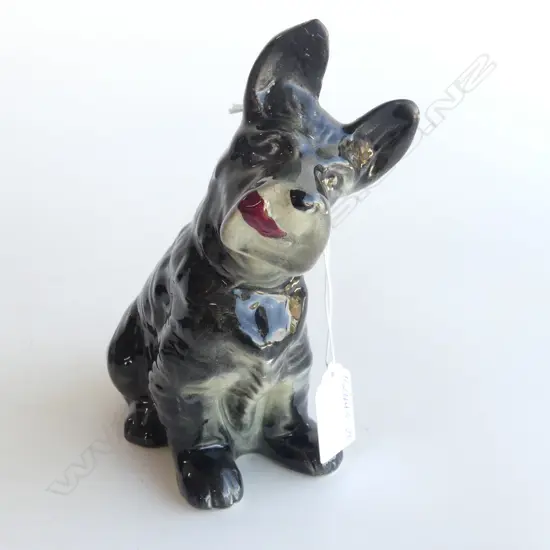 CROWN LYNN DOG w RED TONGUE, NUMBER ON BASE, H.185mm (ear repaired)